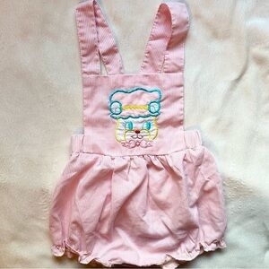 Vintage Color Kids Girls Pink Cute Animal Overall Romper 1pc Outfit Baby 18M